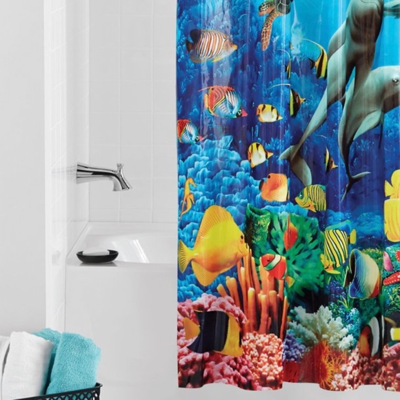 Mainstays Bath Dolphin Peva Coral Reef Shower Curtain Vibrant